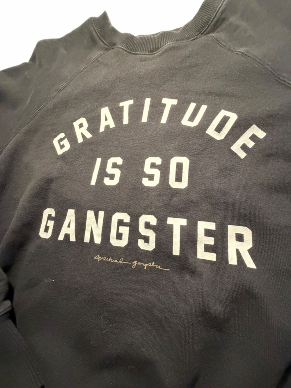 Spiritual Gangster "Gratitude Is So Gangster" Black Crewneck Sweatshirt Sz Small - Picture 8 of 11